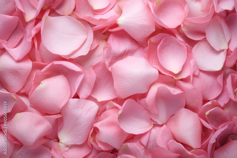An allover texture of pink petals. Pink background of rose petals