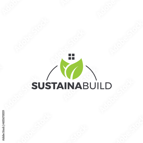 Environment friendly logo ecological logo design for real estate, property management, and sustain build. 