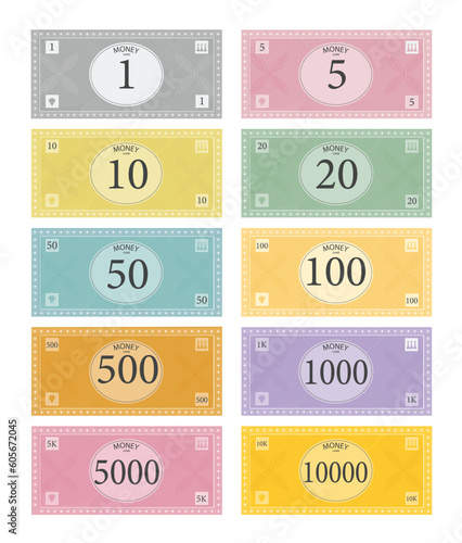 Money for game on a white background,Vector illustration.