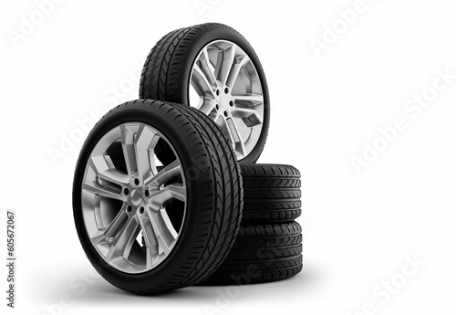 Car tires isolated on white background.