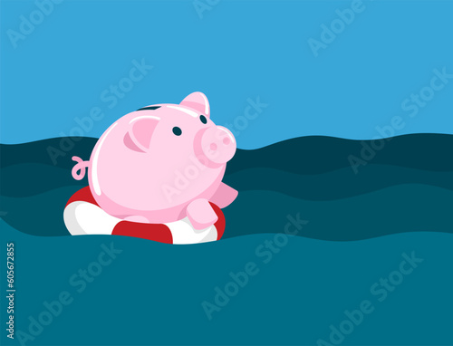 Help against Global Economic Crisis - drowning piggy bank