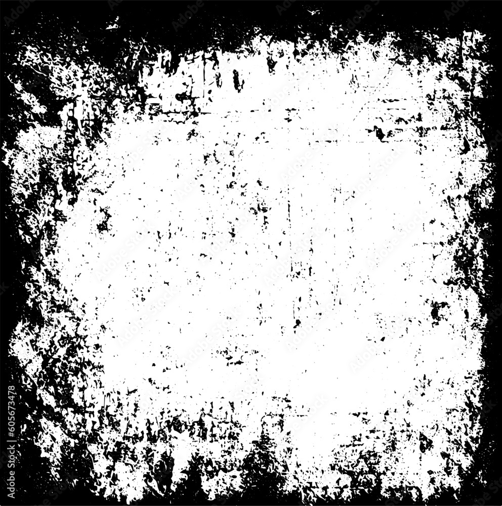 Obraz premium Grunge Black And White Urban Vector Texture Template. Dark Messy Dust Overlay Distress Background. Easy To Create Abstract Dotted, Scratched, Vintage Effect With Noise And Grain