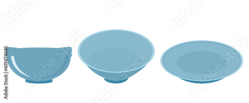 Set of ceramic bowl icon sign isolated on white background vector illustration.