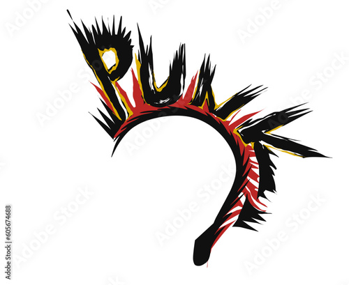 illustration, vector punk hairstyle on a white background