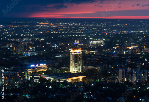 Panoramic view during dusk on Almaty  Kazakhstan