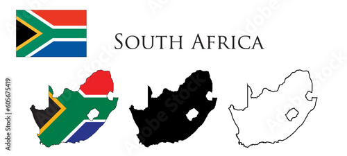 South Africa Flag and map illustration vector