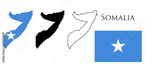 Somalia Flag and map illustration vector