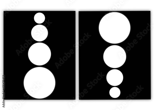 simple white balloons from small to large on a black background