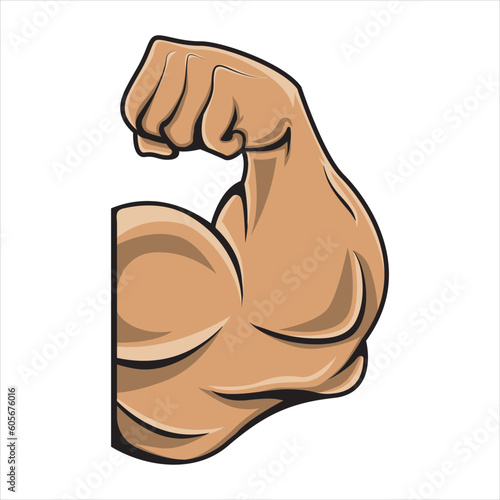 Flat cartoon muscular hand