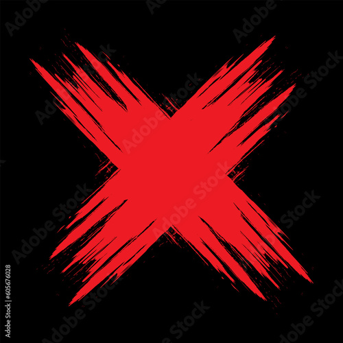 Red grunge brushes cross sign