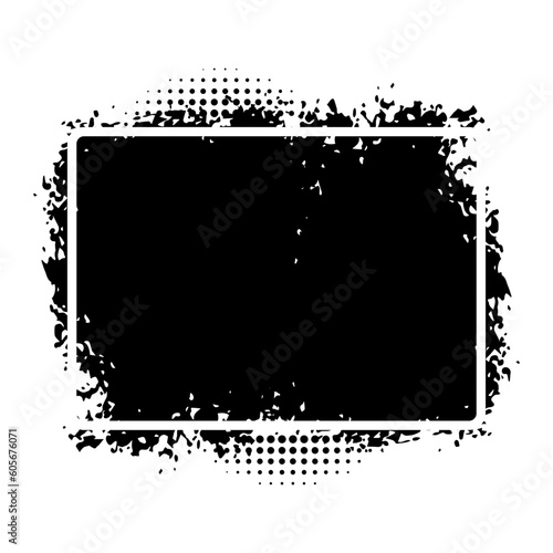Black abstract frame in grunge brush stroke style