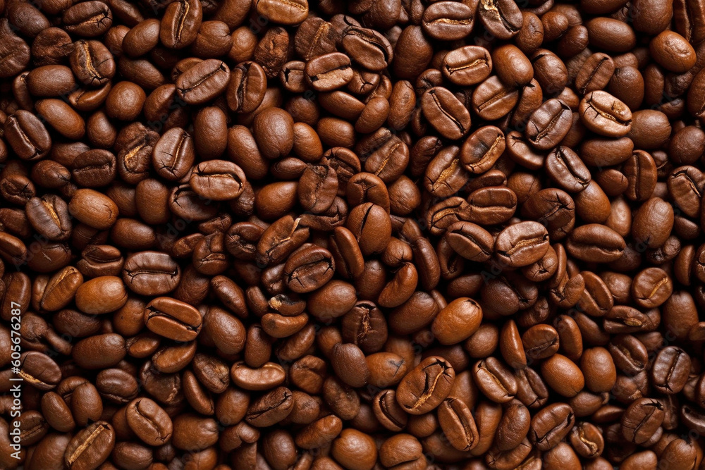 Many coffee beans. Generative AI illustration