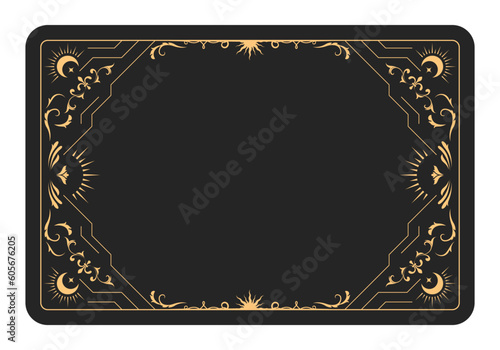 Leinwand Poster The reverse side of a tarot cards batch, frame with fancy pattern, esoteric and