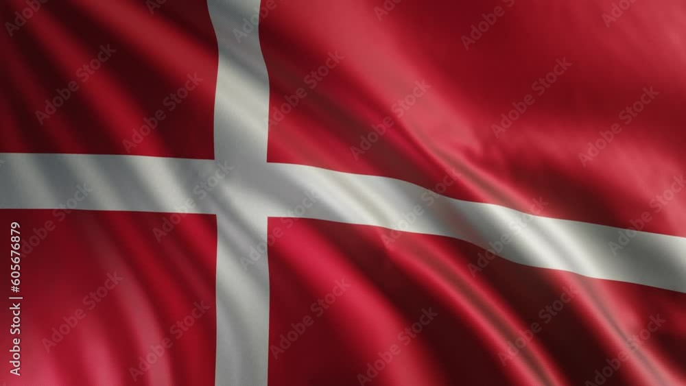 Denmark flag is waving 3D animation. Denmark flag waving in National flag of Denmark. the wind. flag seamless loop animation. 4K Denmark flag is waving 3D animation. Denmark flag waving in National flag of Denmark. the wind. flag seamless loop animation. 4K