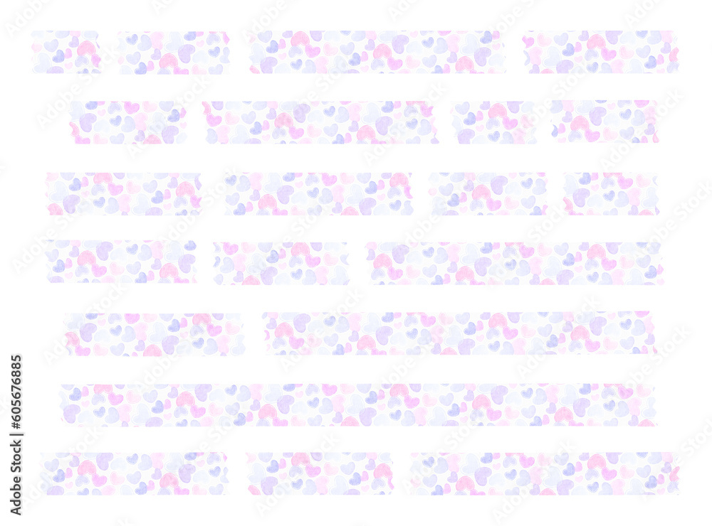 decorative adhesive tape, masking tape strips with purple and pink heart pattern on transparent background, semi transparent tape pieces, png file decorative adhesive tape, masking tape strips with purple and pink heart pattern on transparent background, semi transparent tape pieces, png file