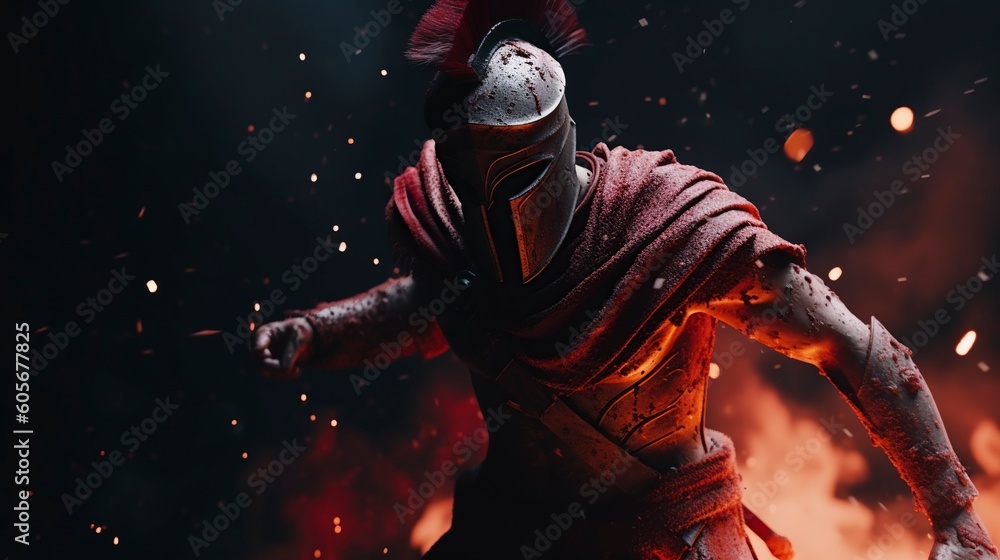 Naklejka premium Spartan Warrior S2, Generative AI, Illustration
