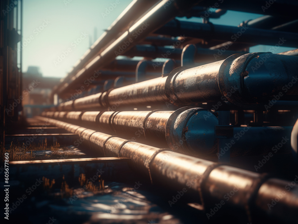 Industrial background Steel pipelines and valves Created with Generative AI technology Industrial background Steel pipelines and valves Created with Generative AI technology