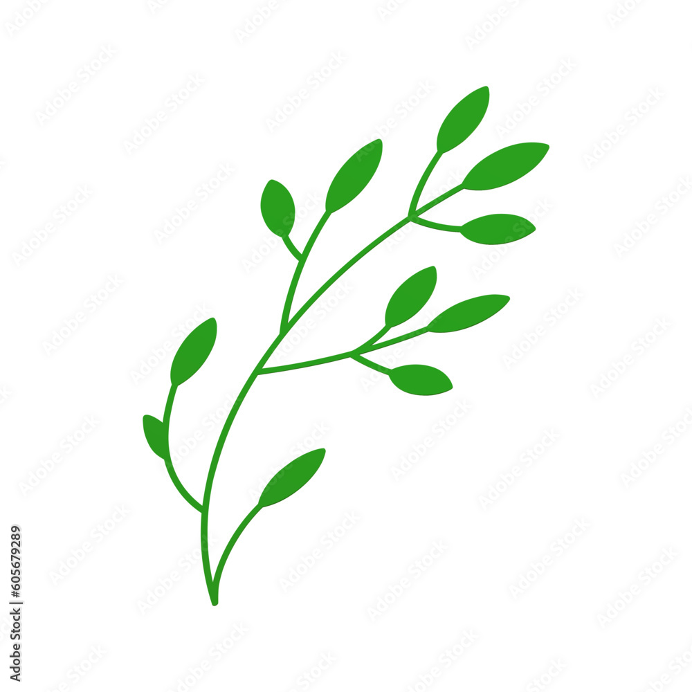 Green tree branch curved stem lush organic leaves eco bio botanical environment 3d icon vector