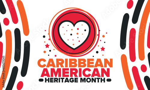 Caribbean American Heritage Month in June. Culture Month to the people of America. Celebrate annual with festival. Happy holiday. Poster, card, banner and background. Vector illustration