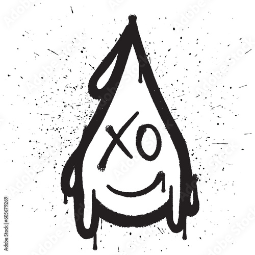 Graffiti spray paint smile water drop isolated vector