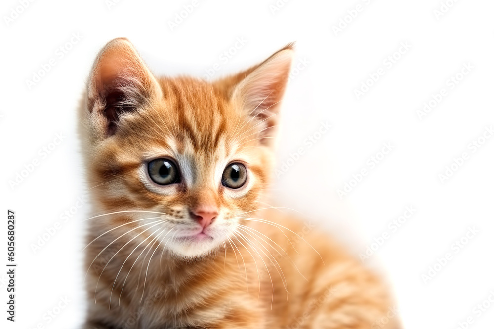 Image of a cute little cat on white background. Pet. Animals. Illustration. Generative AI. Image of a cute little cat on white background. Pet. Animals. Illustration. Generative AI.