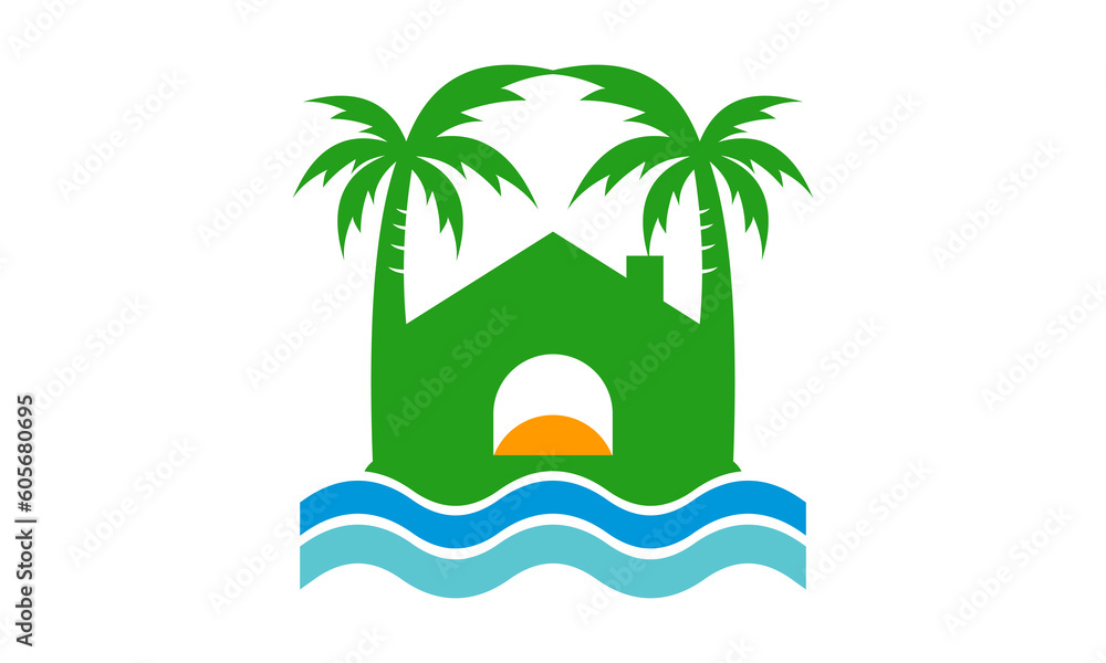 Obraz premium resort property vector building logo