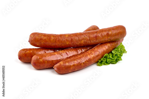 Spanish Merguez Sausages, isolated on white Background.