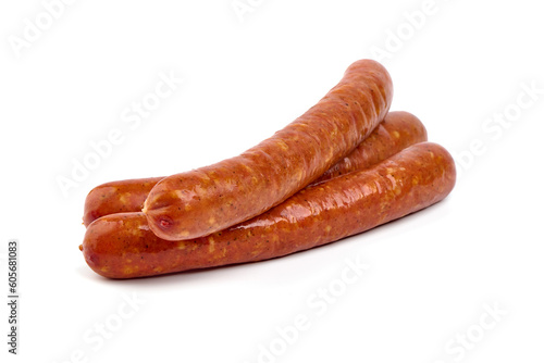 Spanish Merguez Sausages, isolated on white Background.