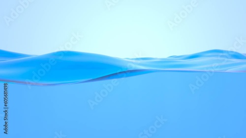 Beautiful Water Surface Waving Close-up . Pure Blue Water Flowing in Slow Motion Looped 3d Animation.
