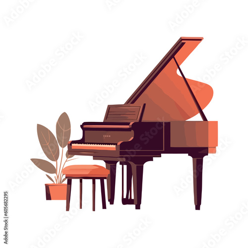 Majestic grand piano, playing classical music