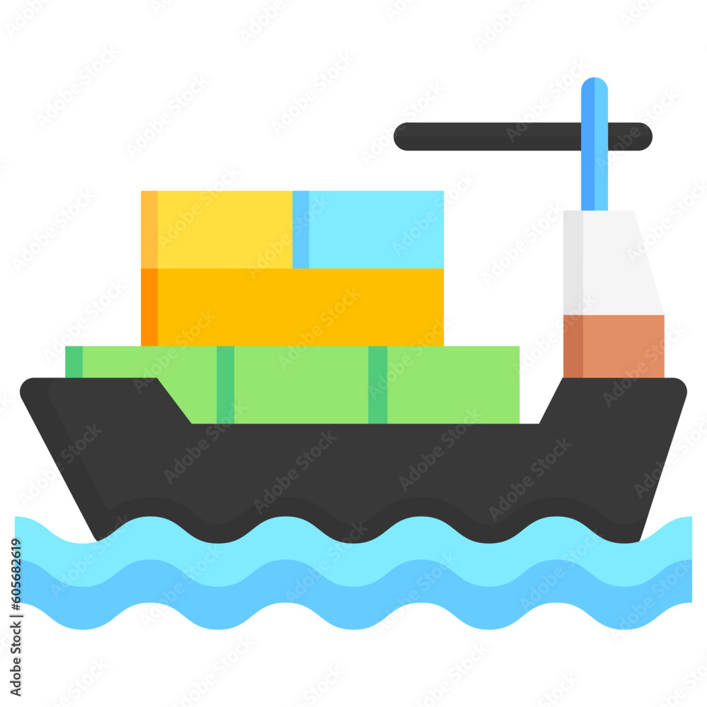 Obraz premium cargo ship, public transportation logistic, vector icons for web design, app, banner, flyer and digital marketing.
