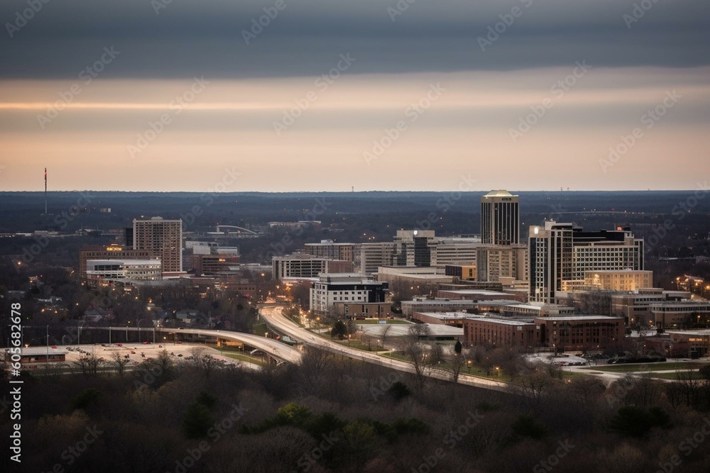 Skyline of Huntsville, Alabama, USA. Generative AI