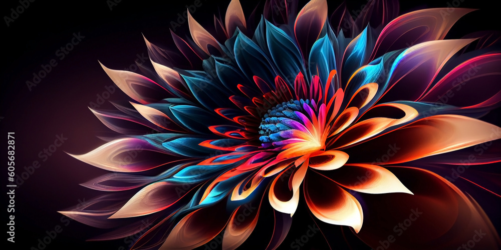 Magic glowing flower. Generative AI Magic glowing flower. Generative AI