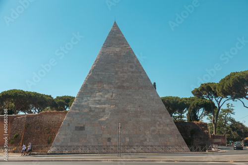 The pyramid of Cestius is a Roman Era pyramid in Rome, Italy