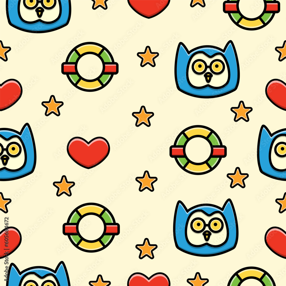 Fototapeta premium owl cartoon pattern design vector illustration