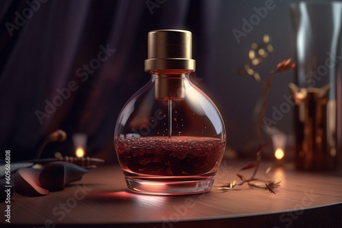 3D illustration of high-end cosmetic essential oil. Generative AI