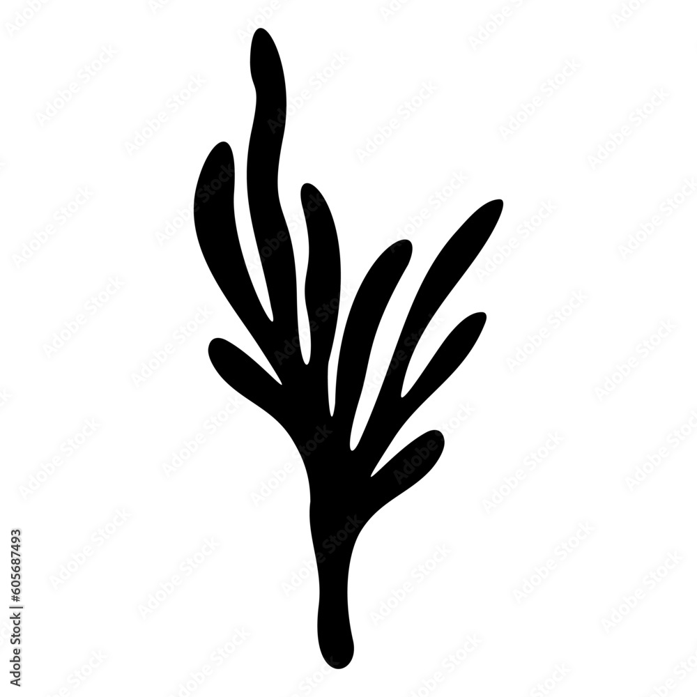 Black silhouette of a botanical plant. Clipart. Black silhouette of a botanical plant. Clipart.