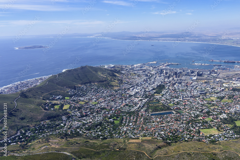 View of Cape Town from top of Table Mountain, South Africa