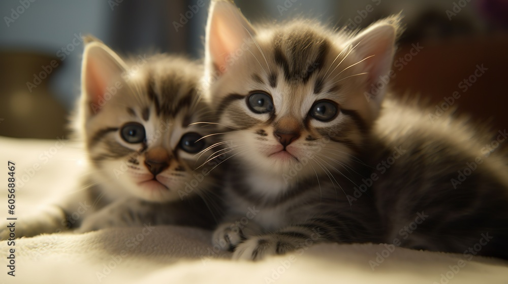 Two Adorable Kittens Side by Side made with Ai generative technology Two Adorable Kittens Side by Side made with Ai generative technology