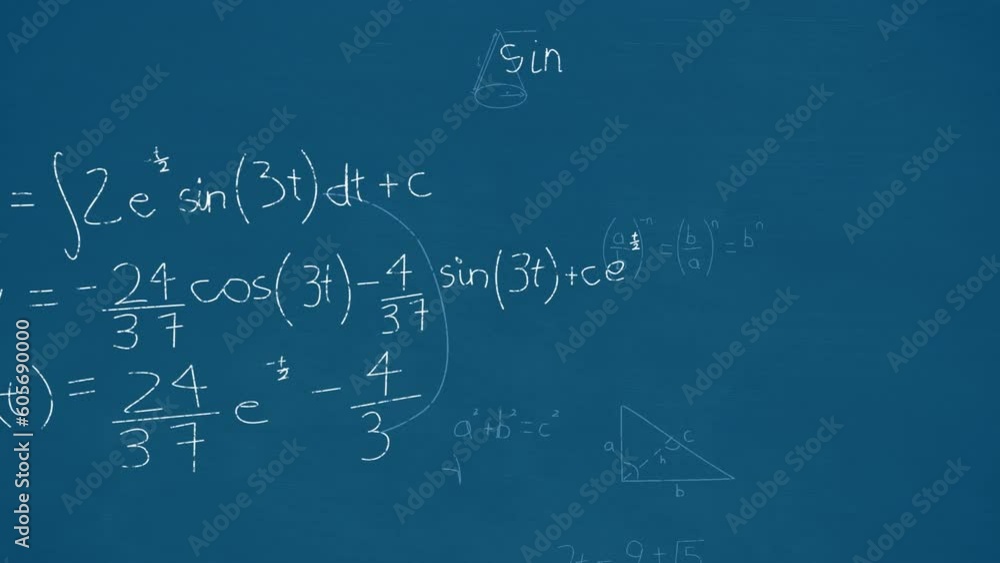 Animation of mathematical equations over blue background Animation of mathematical equations over blue background