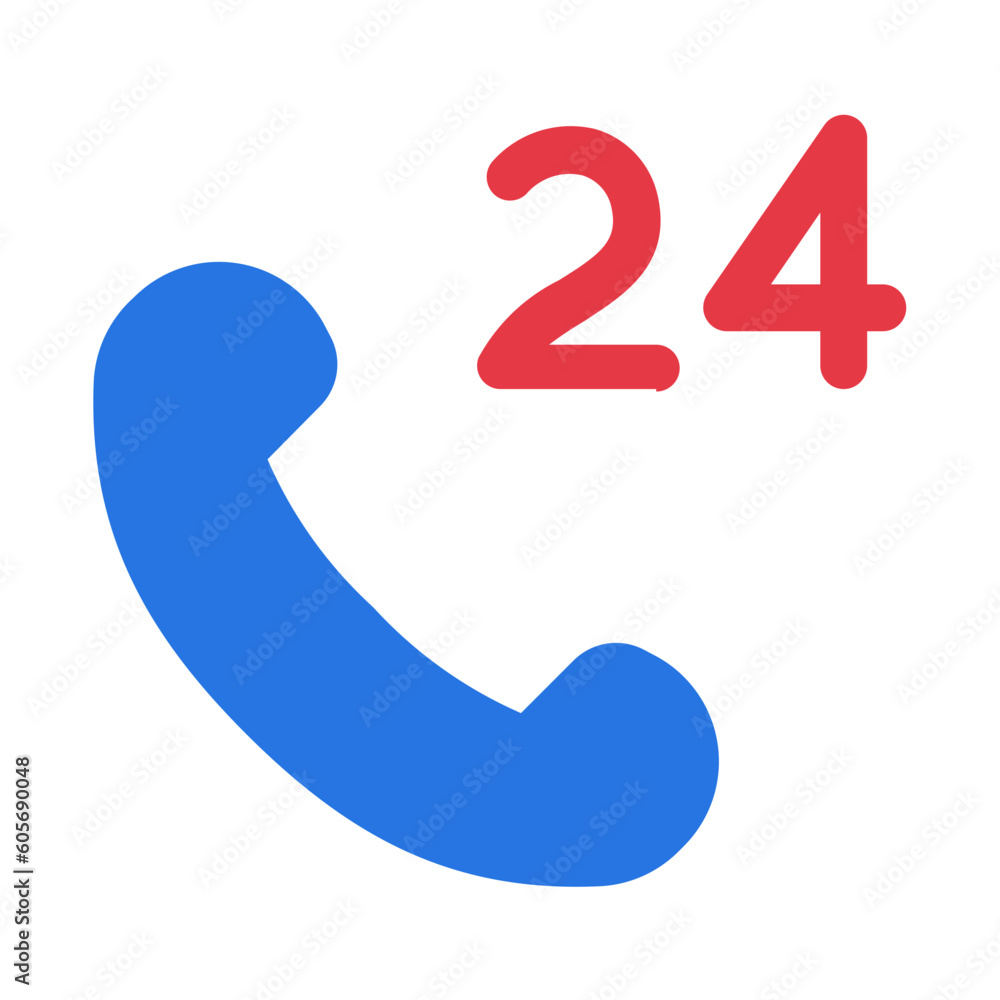 24 hours call center Flat graphic design icon 24 hours call center Flat graphic design icon