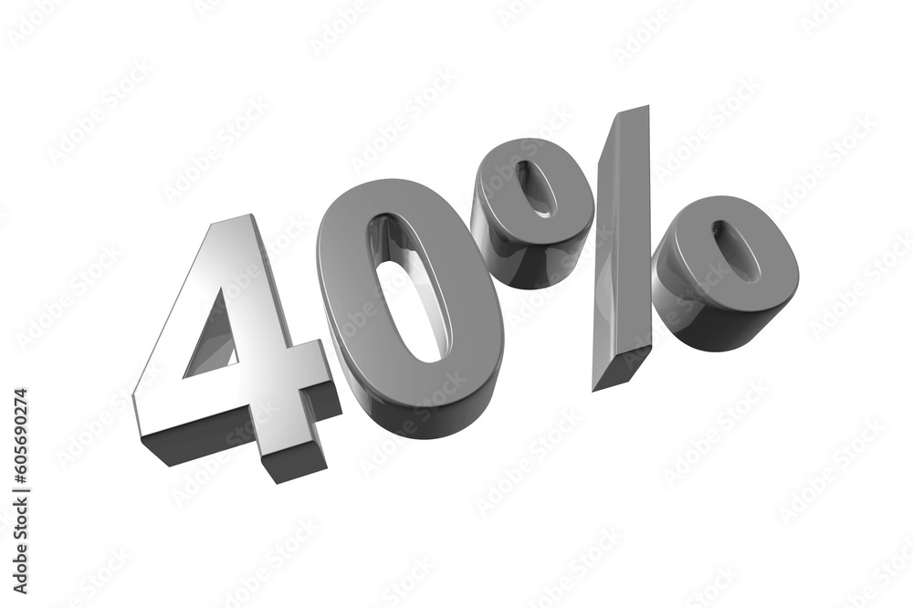 40% off discount offer. 3D illustration isolated on transparent background. Promotional price rate 40% off discount offer. 3D illustration isolated on transparent background. Promotional price rate