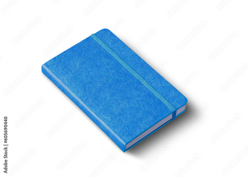 Fototapeta premium blue closed notebook isolated on white
