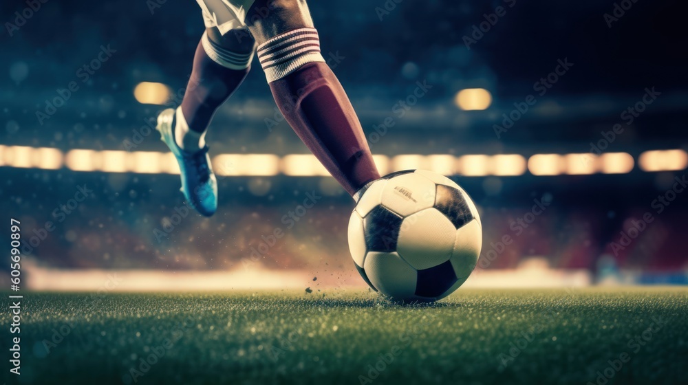 Kick into Action: The Intense Power of a Soccer Striker Ready to Score, generative ai