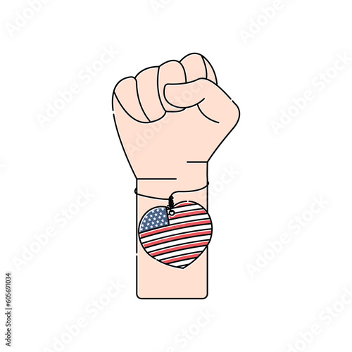 hands wearing love pendants for american independent day celebration