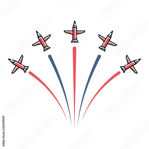 colorful firecracker rocket maneuvers for America's Independent Day celebration