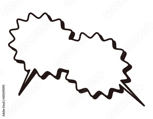 モコモコ２つのフキダシ　影あり