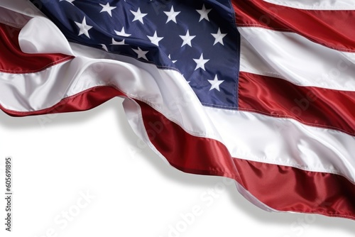 Proudly Unveiled: Close-Up of the American Flag on a White Background, generative ai