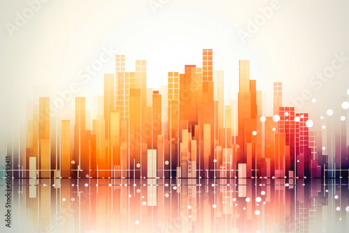 Abstract cityscape bar graph cube shapes background. Modern city lifestyle background. Generative AI