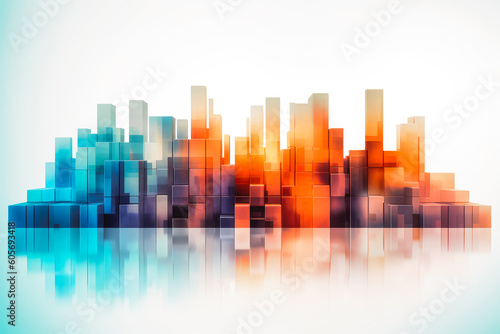 Abstract cityscape bar graph cube shapes background. Modern city lifestyle background. Generative AI © VisualProduction